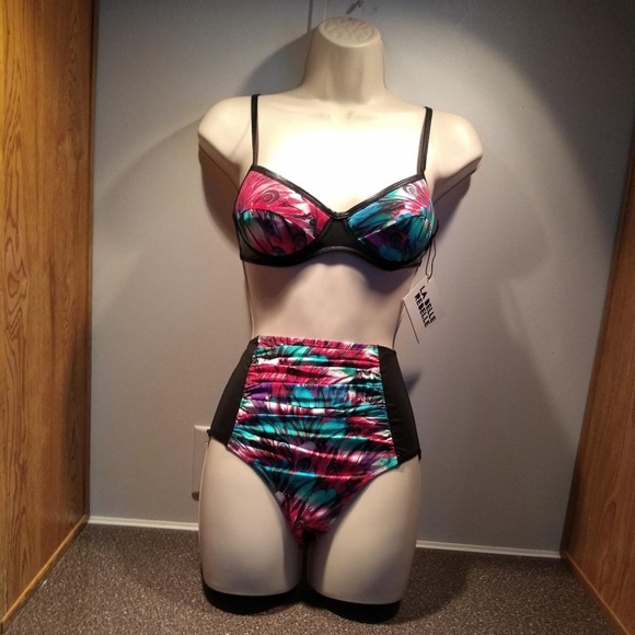 LA Belle Rebelle Midnight Rumbler Feathers Bikini - Picture 1 of 1